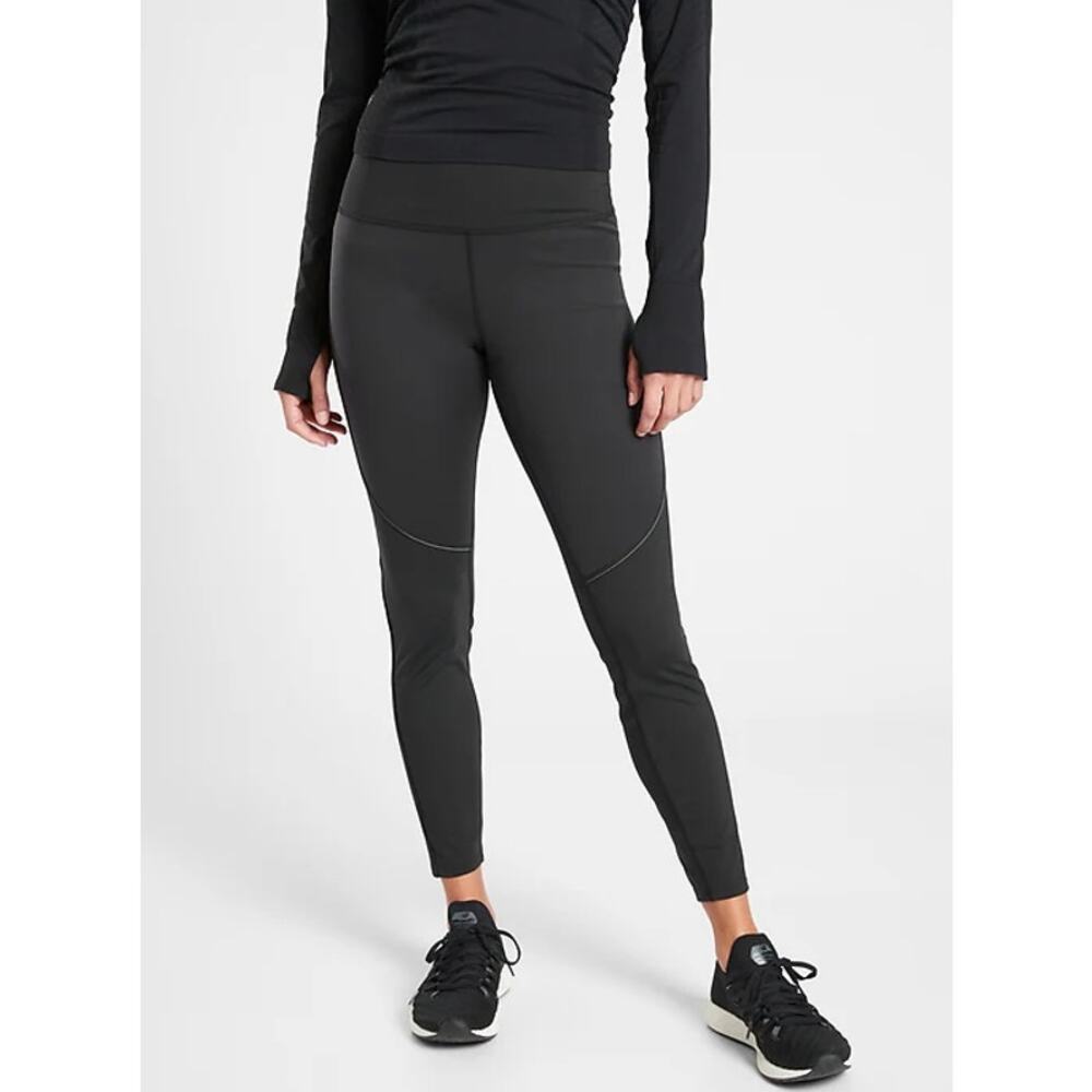 Athleta‎ Cold Front Hybrid DWR Tight in Plush Supersonic in Black Size Small
